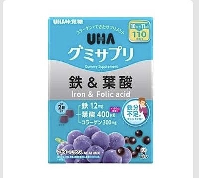 UHA味覚糖 グミサプリ 鉄&葉酸 1日目安量:2粒(110日分)