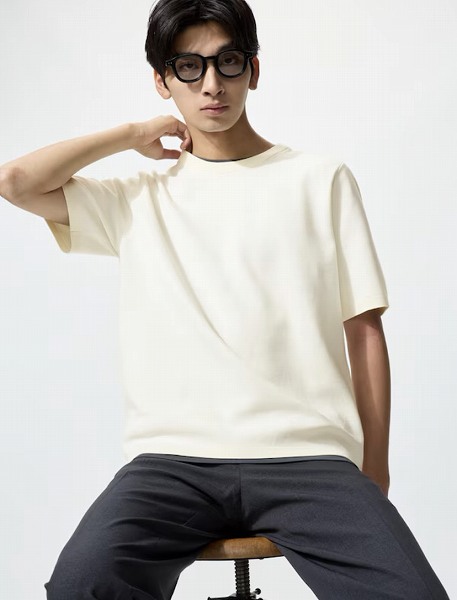 ウォッシャブルミラノリブニットTシャツ