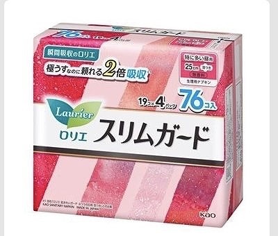 ロリエ スリムガード 特に多い昼用 25cm 羽つき 19個×4パック