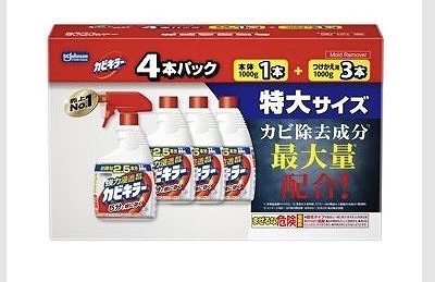 カビキラー 特大サイズ 4本パック (本体1,000g×1本・詰め替え用1,000g×3本)
