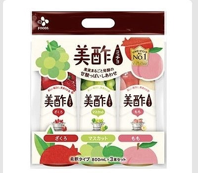 CJ 美酢アソート ざくろ・マスカット・もも 800ml×3本