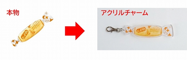 キャンディ型包装のアクリルチャームつき