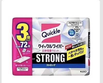 クイックルワイパー 立体吸着 ウェットシート ストロング 24枚入×3個パック