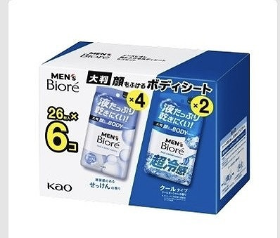 メンズビオレ 顔もふける ボディシート 26枚×6パック