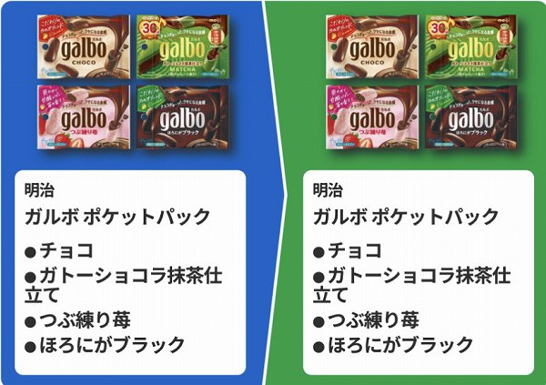 明治 ガルボ ポケットパック チョコ/ガトーショコラ抹茶仕立て/つぶ練り苺/ほろにがブラック