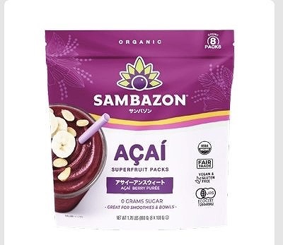 サンバゾン オーガニック アサイースムージーパック 砂糖不使用 100g×8袋