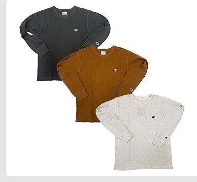 Champion キッズ 長袖ワッフルTシャツ 日本サイズ 130-160cm