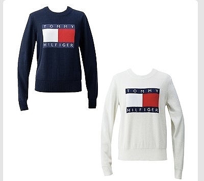 TOMMY HILFIGER レディース 長袖コットンセーター 米国サイズS-XL