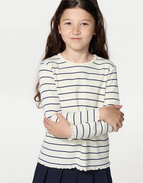 GIRLS リブクルーネックTシャツ