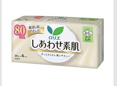 ロリエ　しあわせ素肌　多い昼用　22.5cm　羽つき　20個入×4パック